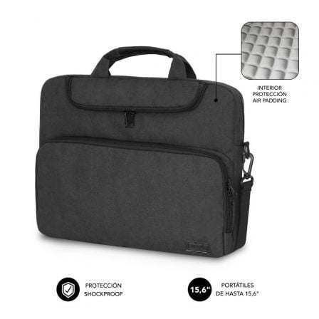 Maletín Subblim Air Padding para Portátiles hasta 15.6 Gris Oscuro