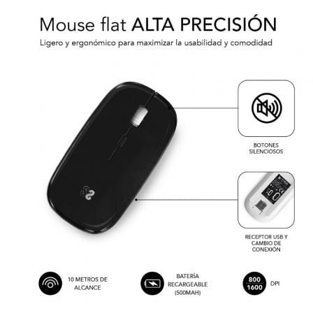 Ratón Inalámbrico Subblim Dual Flat Batería recargable Hasta 1600 DPI