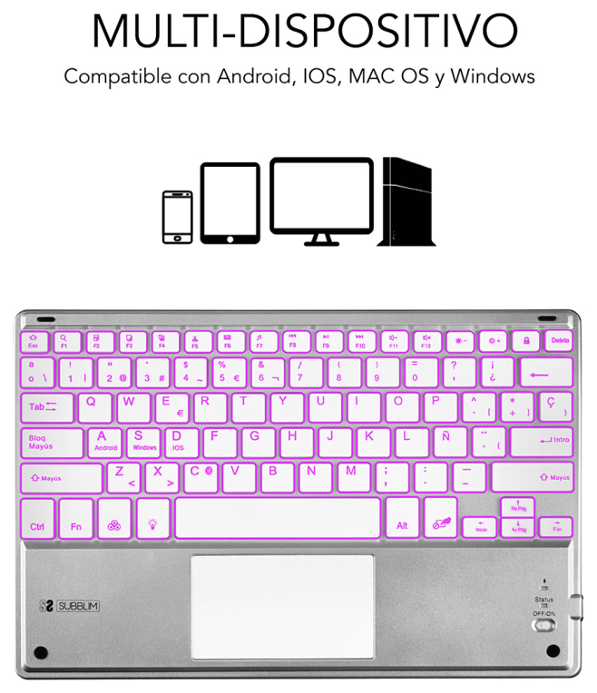 Teclado Compacto Inalámbrico Subblim SMBT50 Plata
