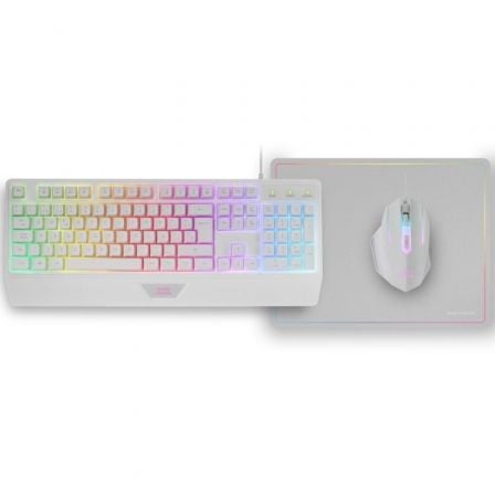 Pack Gaming Mars Gaming MCP124 Teclado H-MECH + Ratón Óptico + Alfombrilla Blanco