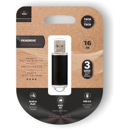 Pendrive 16 GB Tech One Tech Basic USB 2.0 Negro