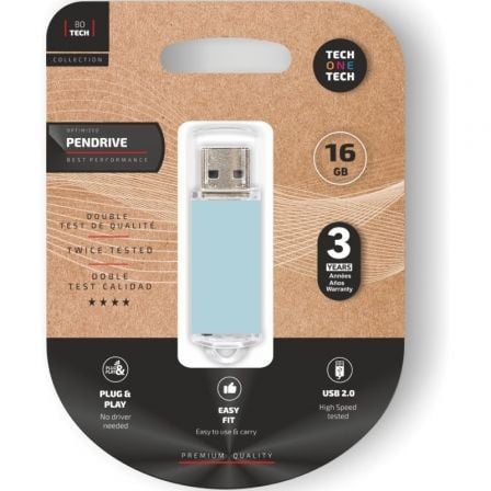 Pendrive 16 GB Tech One Tech Basic USB 2.0 Azul Cielo