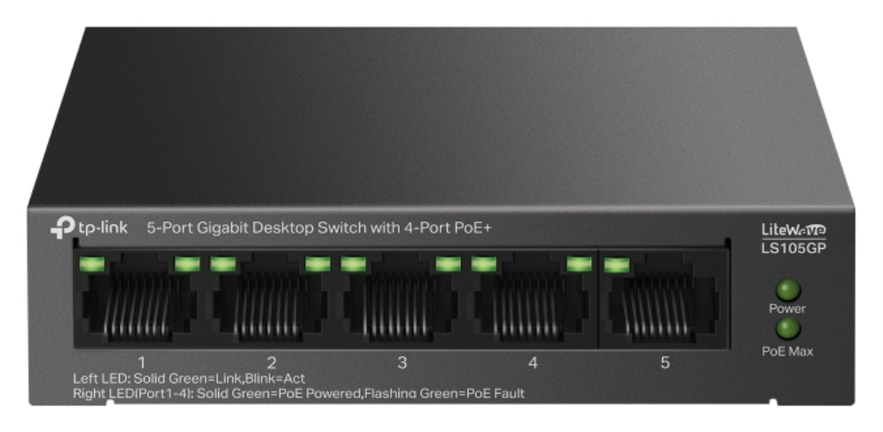 Switch TP-Link LS105GP 5 Puertos RJ-45 10 100 1000 PoE+