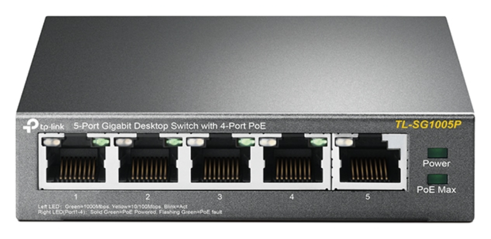 TPLink TP-Link - Switch TL-SG1005P -5 puertos 10 100 1000 Gigabit - 4 Puertos POE 802.3af - Carcasa metalica