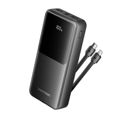 Powerbank 20000mAh Vention FHPB0 22.5W Negra Incluye Cable USB Tipo-C y Lightning