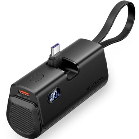 Powerbank 4800mAh Vention FHQB0 22.5W Negra Incluye Cable USB Tipo-C y Lightning