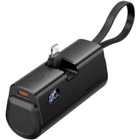Powerbank 4800mAh Vention FHRB0 22.5W Negra Incluye Cable USB Tipo-C y Lightning