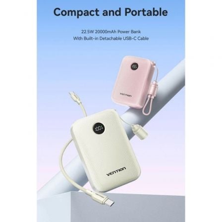 Powerbank 20000mAh Vention FKBN0-C 22.5W Beige Incluye Cable USB Tipo-C