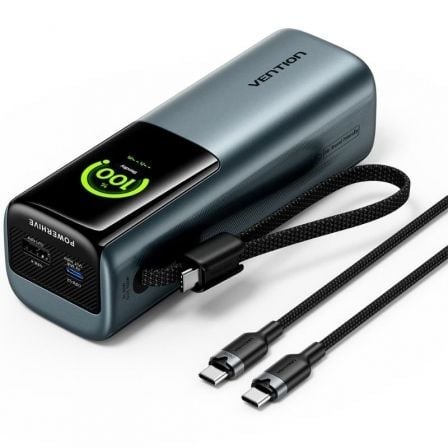 Powerbank 20000mAh Vention FKFH0 165W Gris Incluye Cable USB Tipo-C
