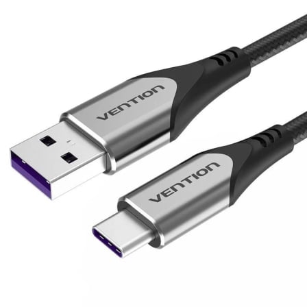 Cable USB 2.0 Tipo-C Vention COFHH USB Tipo-C Macho - USB Macho Hasta 100W 480Mbps 2m Gris