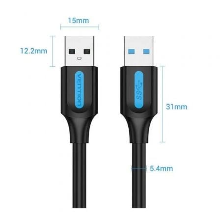 Cable USB 3.0 Vention CONBH USB Macho - USB Macho 5Gbps 2m Negro