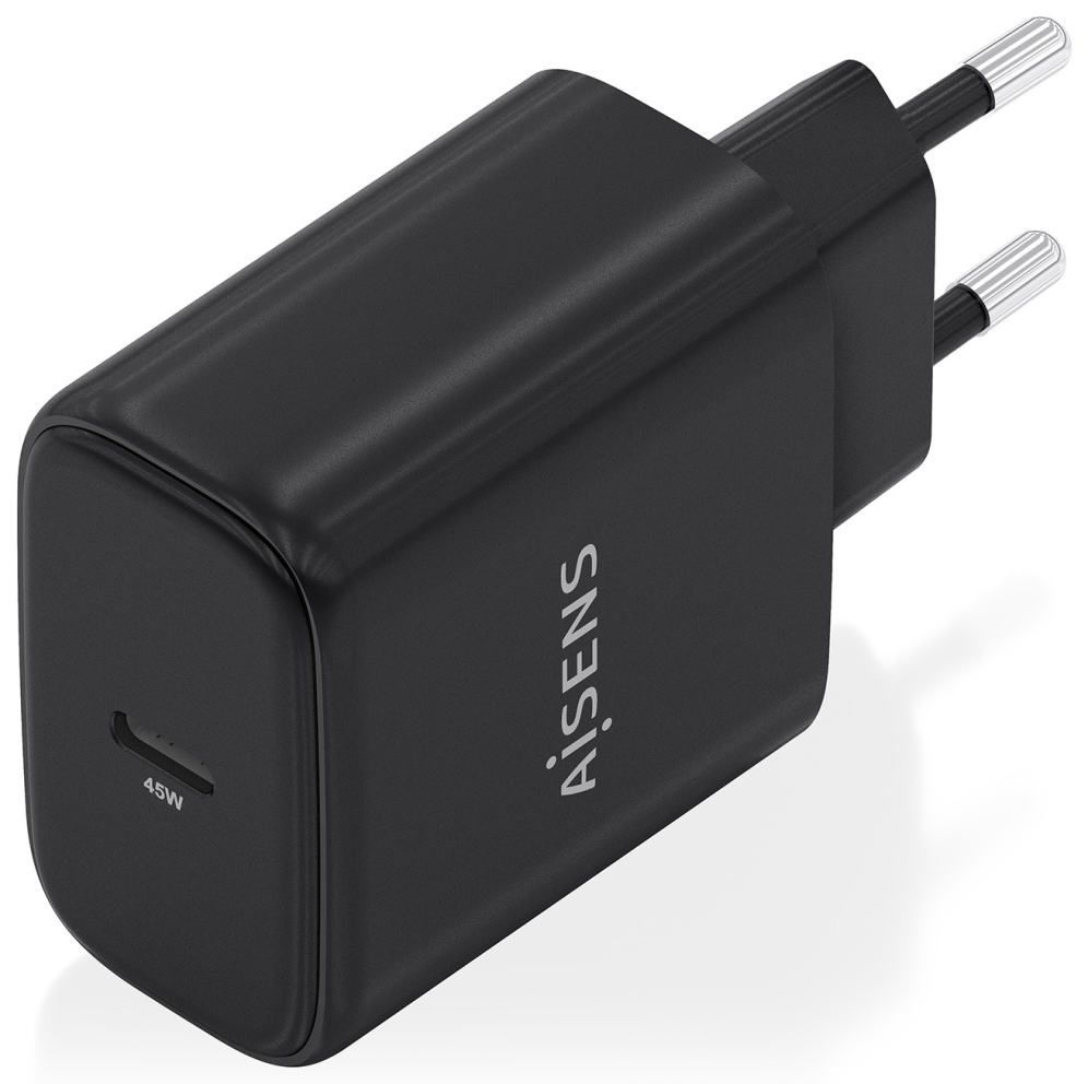 Cargador de Pared GaN Aisens A110-0970 1xUSB Tipo-C 45W Negro