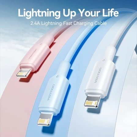 Cable USB 2.0 Lightning Vention LAMWF USB Macho - Lightning Macho 480Mbps 1m Blanco