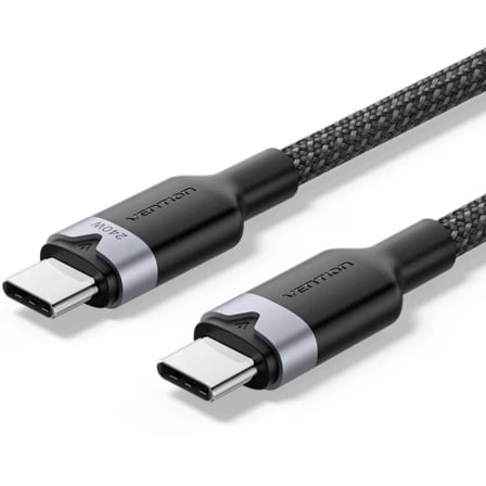 Cable USB 2.0 Tipo-C 5A Vention TRIBF USB Tipo-C Macho - USB Tipo-C Macho Hasta 240W 480Mbps 1m Negro