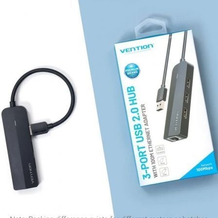 Hub USB 2.0 Vention CHPBB 3xUSB 1xMicro USB PD 1xRJ45