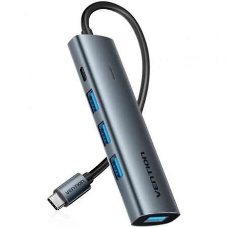 Hub USB Tipo-C 3.0 Vention TGZHB 3xUSB 1xUSB Tipo-C PD Gris
