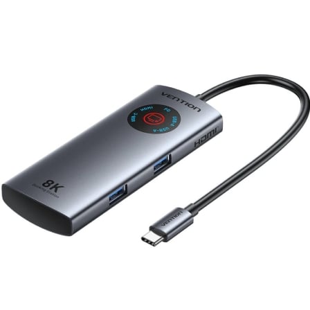 Docking USB Tipo-C Vention TQXHB 2xUSB 1xUSB Tipo-C 1xHDMI 1xUSB Tipo-C PD Gris