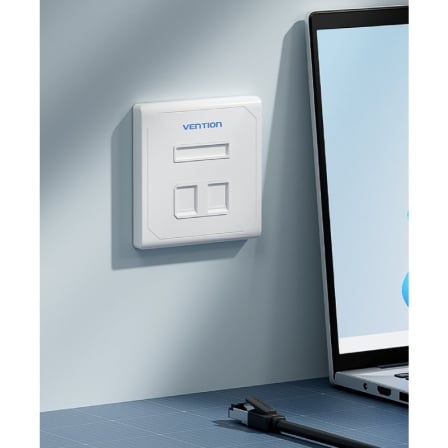 Placa de Pared Keystock Vention IFEW0 2 Puertos RJ45