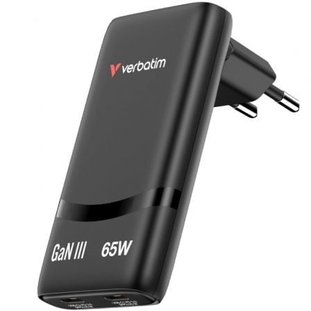 Cargador de Pared GaN Verbatim Fold n Go 2xUSB Tipo-C 65W