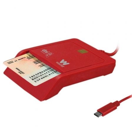 Lector de DNI y Tarjetas Woxter PE26-199 USB Tipo-C Rojo