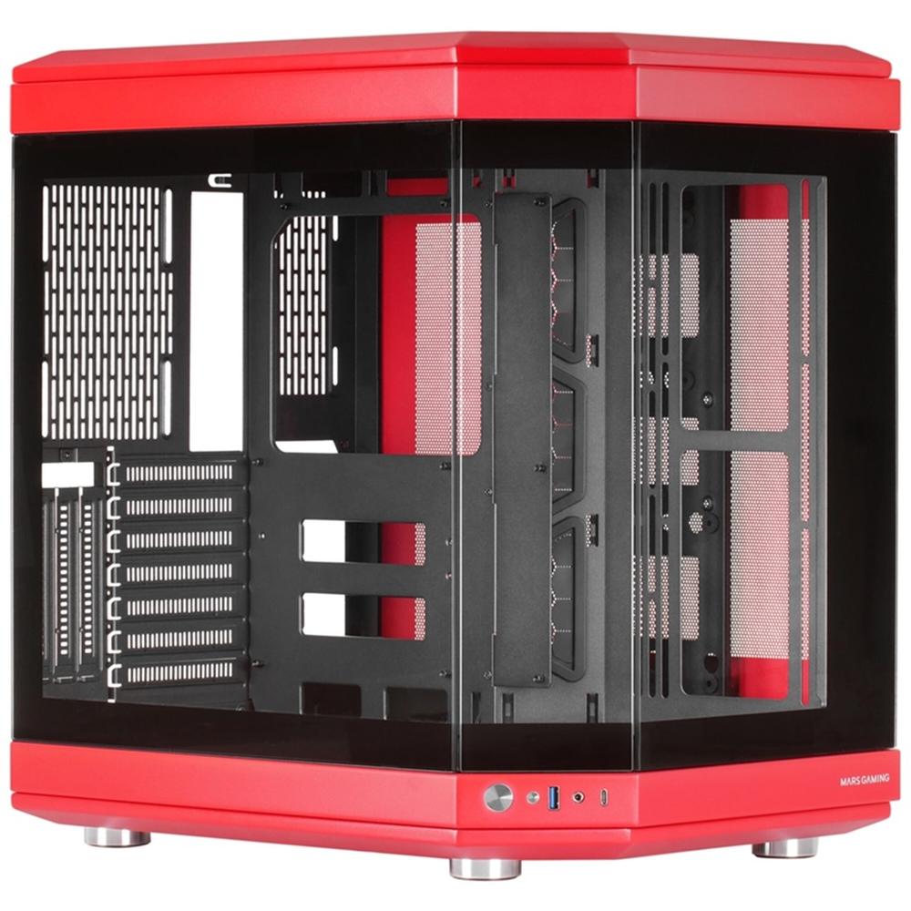 Mars gaming mc - 3t atx cristal templado rojo