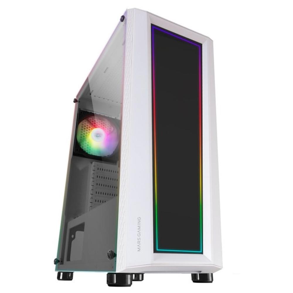 Mars gaming mc - art atx argb cristal templado blanco