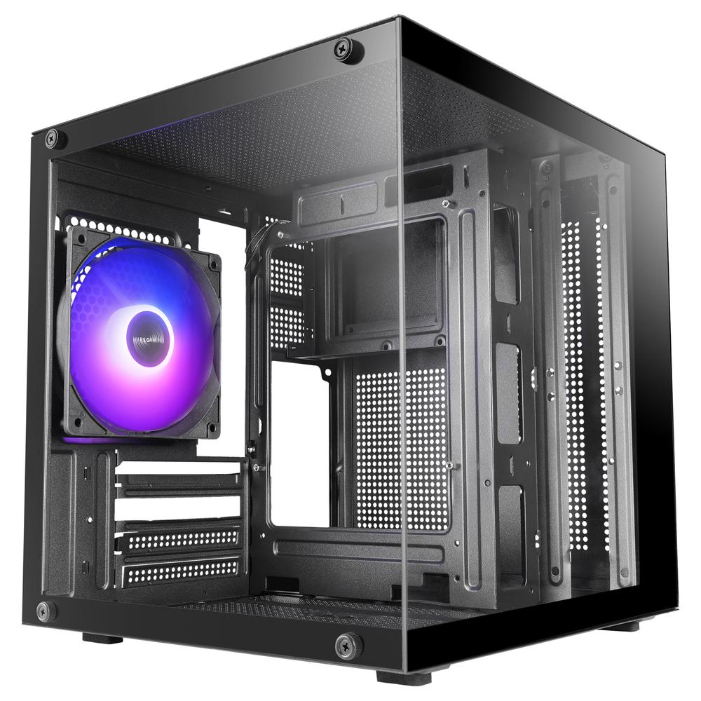 Mars gaming mc - cube matx argb cristal templado negra