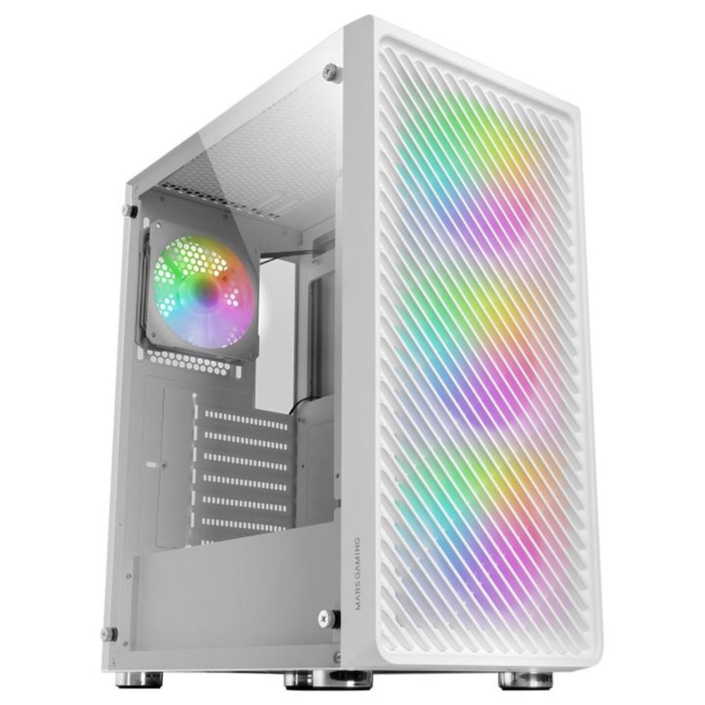 Mars gaming mc - f atx argb cristal templado blanco