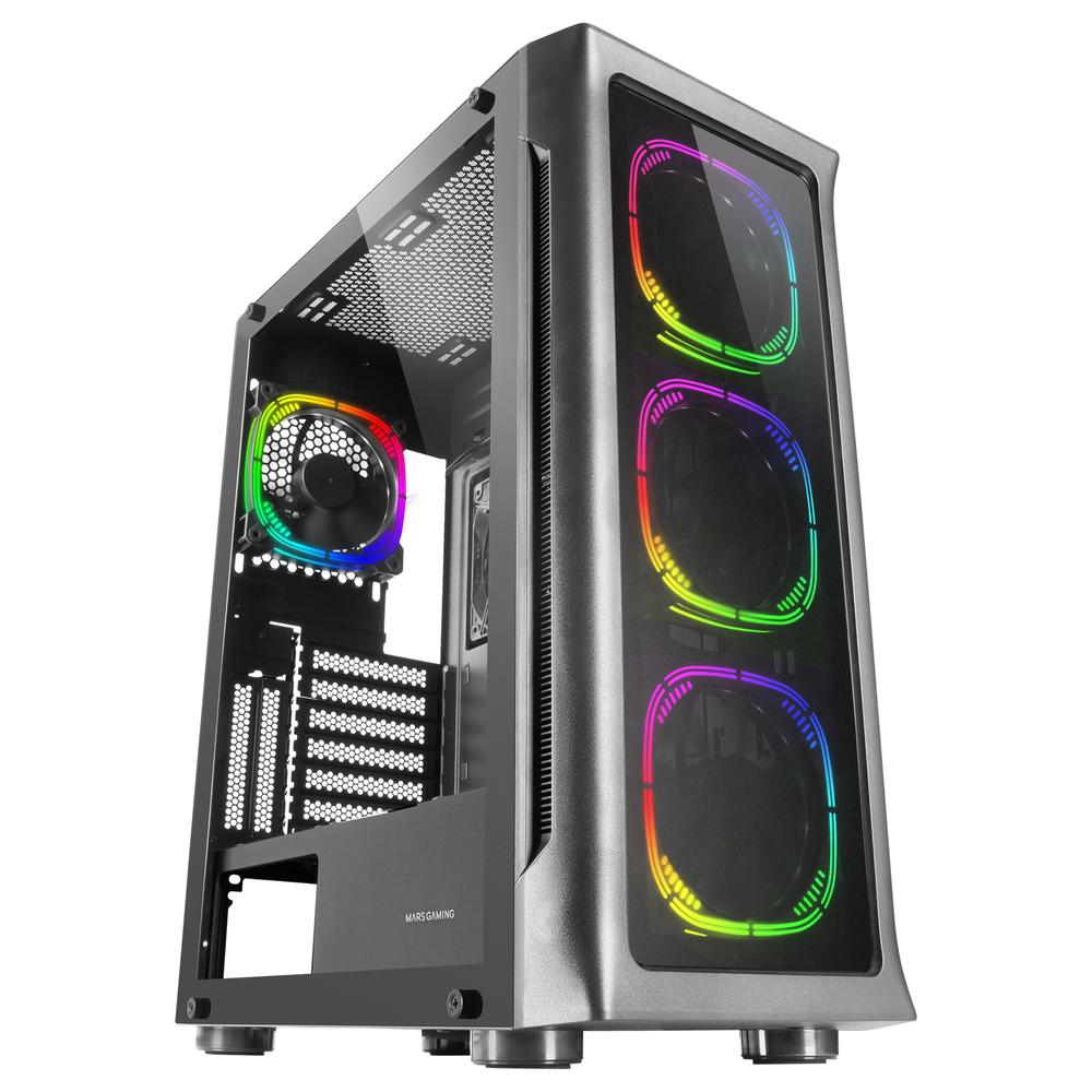 Mars gaming mc - neo e - atx argb cristal templado negra