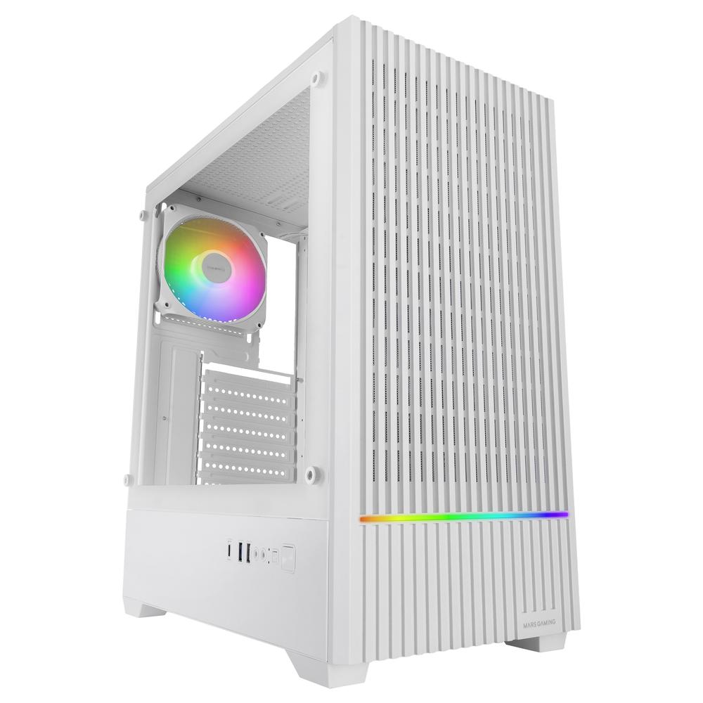 Mars gaming mc - quantum atx argb cristal templado blanco