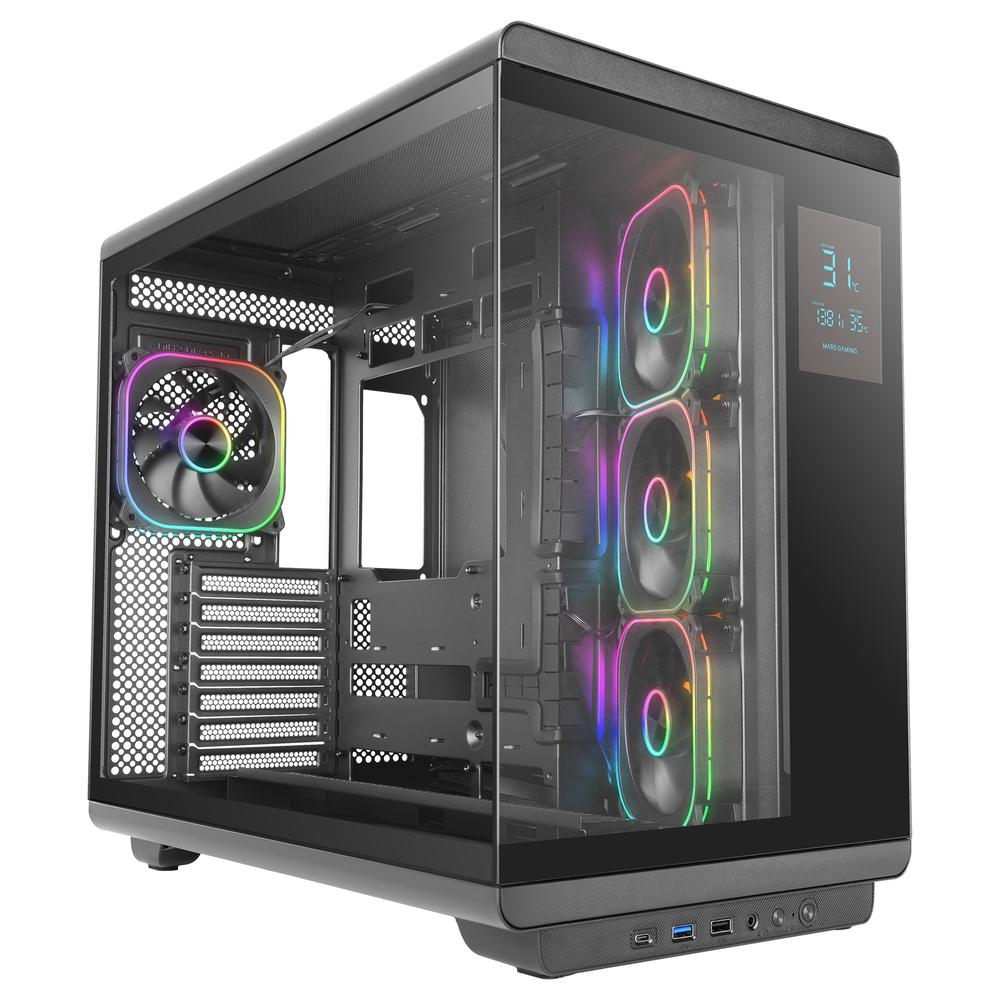Mars gaming mc - revpro atx argb lcd 4.3 pulgadas cristal templado negra