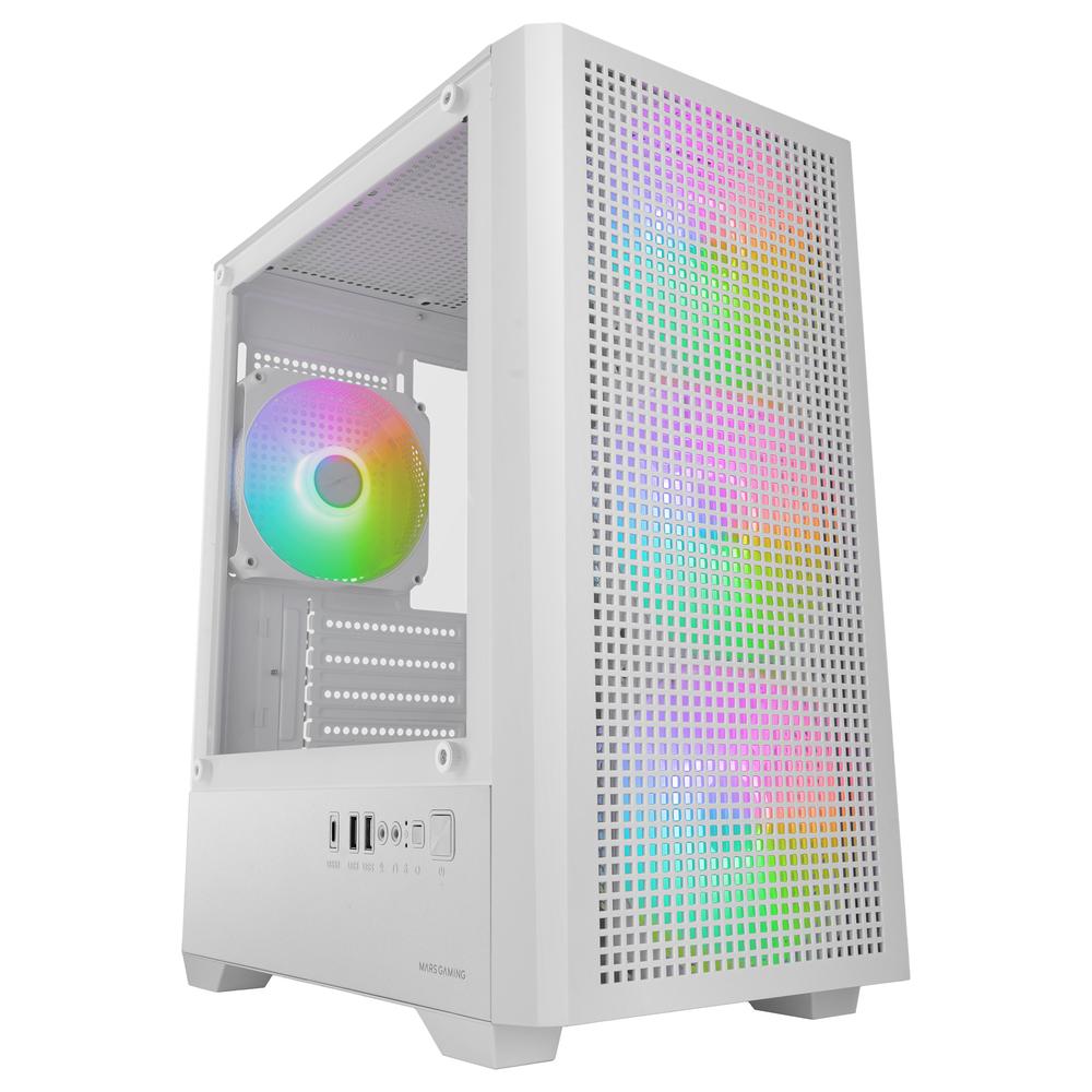 Mars gaming mc - vectorw matx argb cristal templado blanco