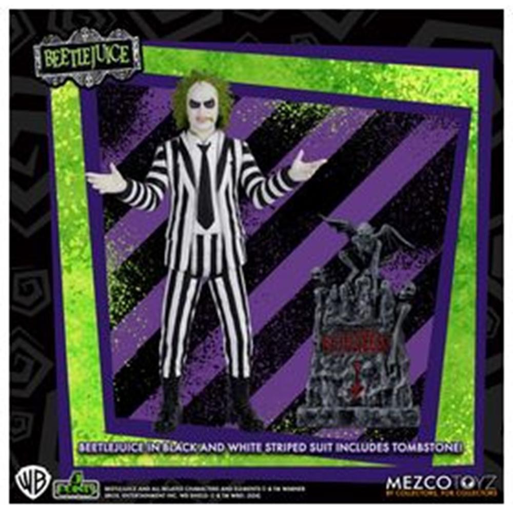 Mezco toyz beetlejuice 5 points beetlejuice striped suite 9.5cm