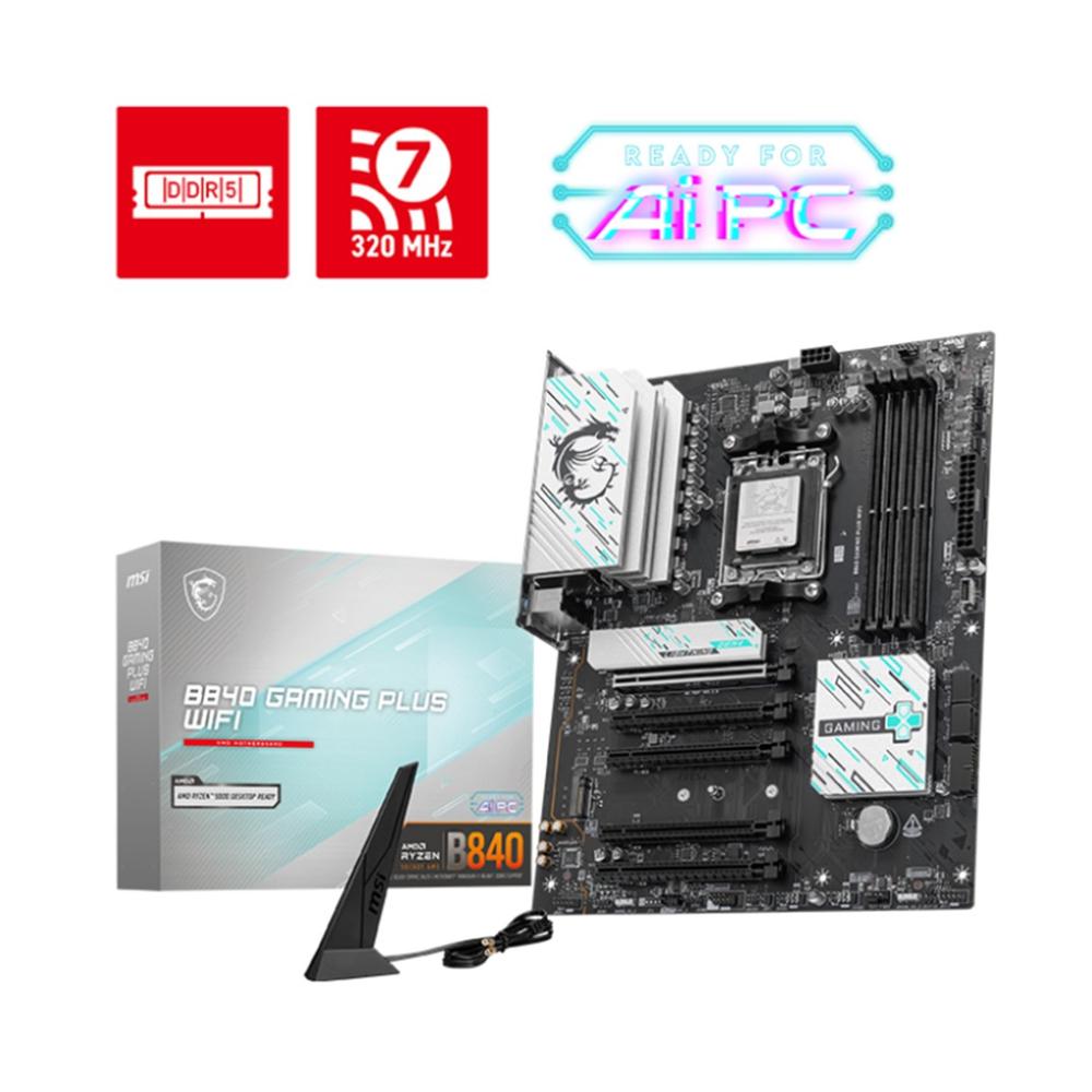 Msi b840 gaming plus am5 wifi atx - 4x ddr5 - 3x usb 3.2 - 1x usb tipo c