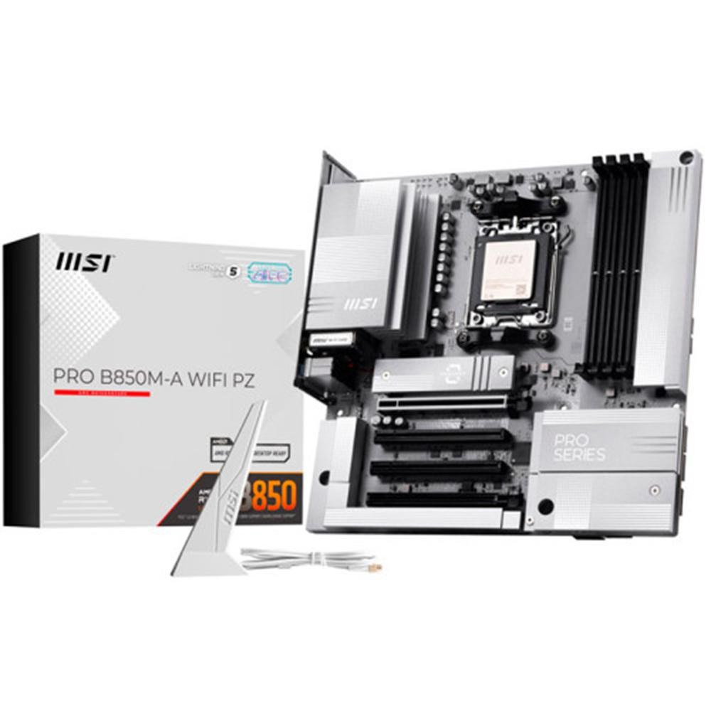 MSI PRO B850M-A WIFI PZ,AMD,AM5,B850,4DDR5,256GB,1HDMI+1DP,4SATA3+2M.2,5G LAN,6USB3.2,MATX