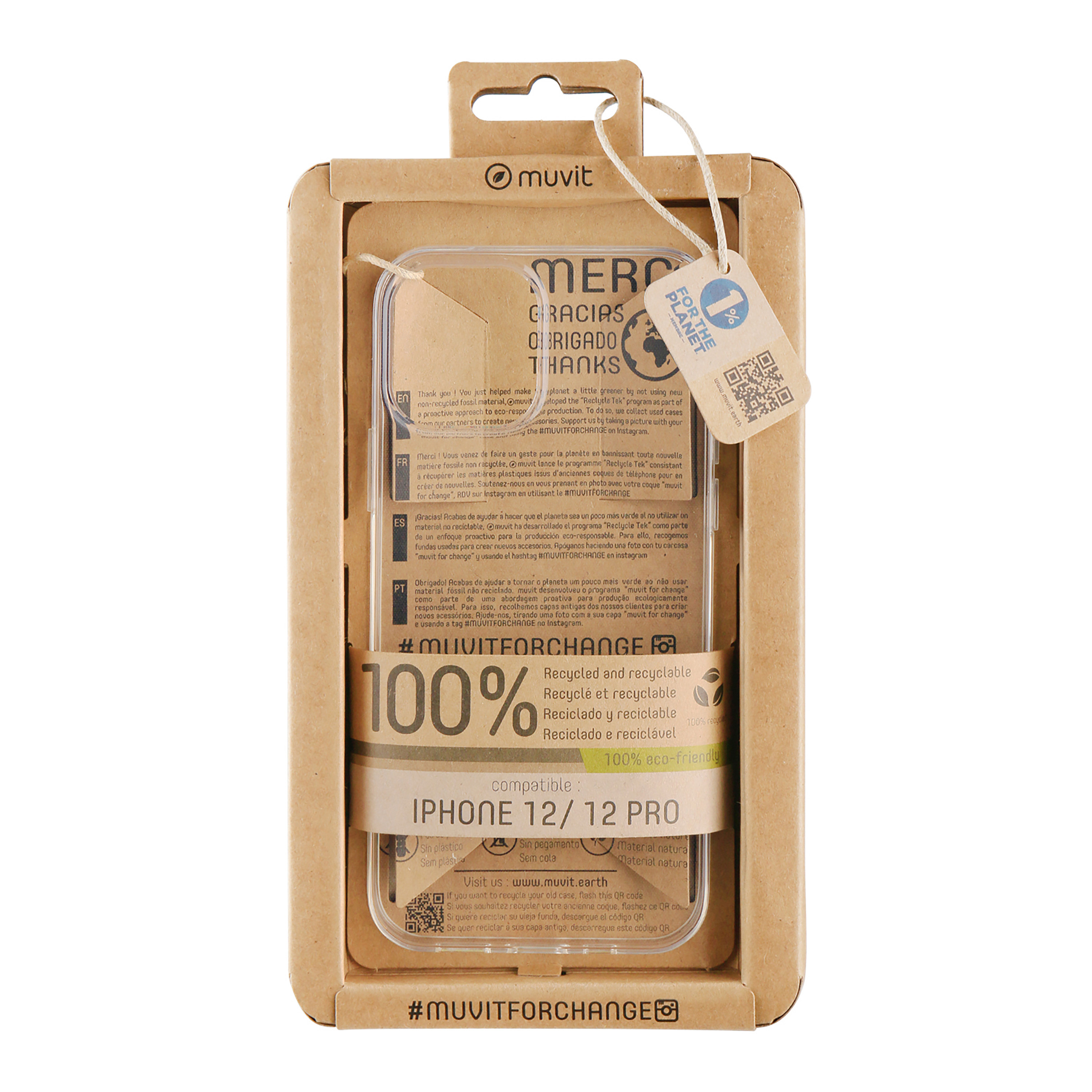 Muvit recycletek para apple iphone 12 - 12 pro transparente