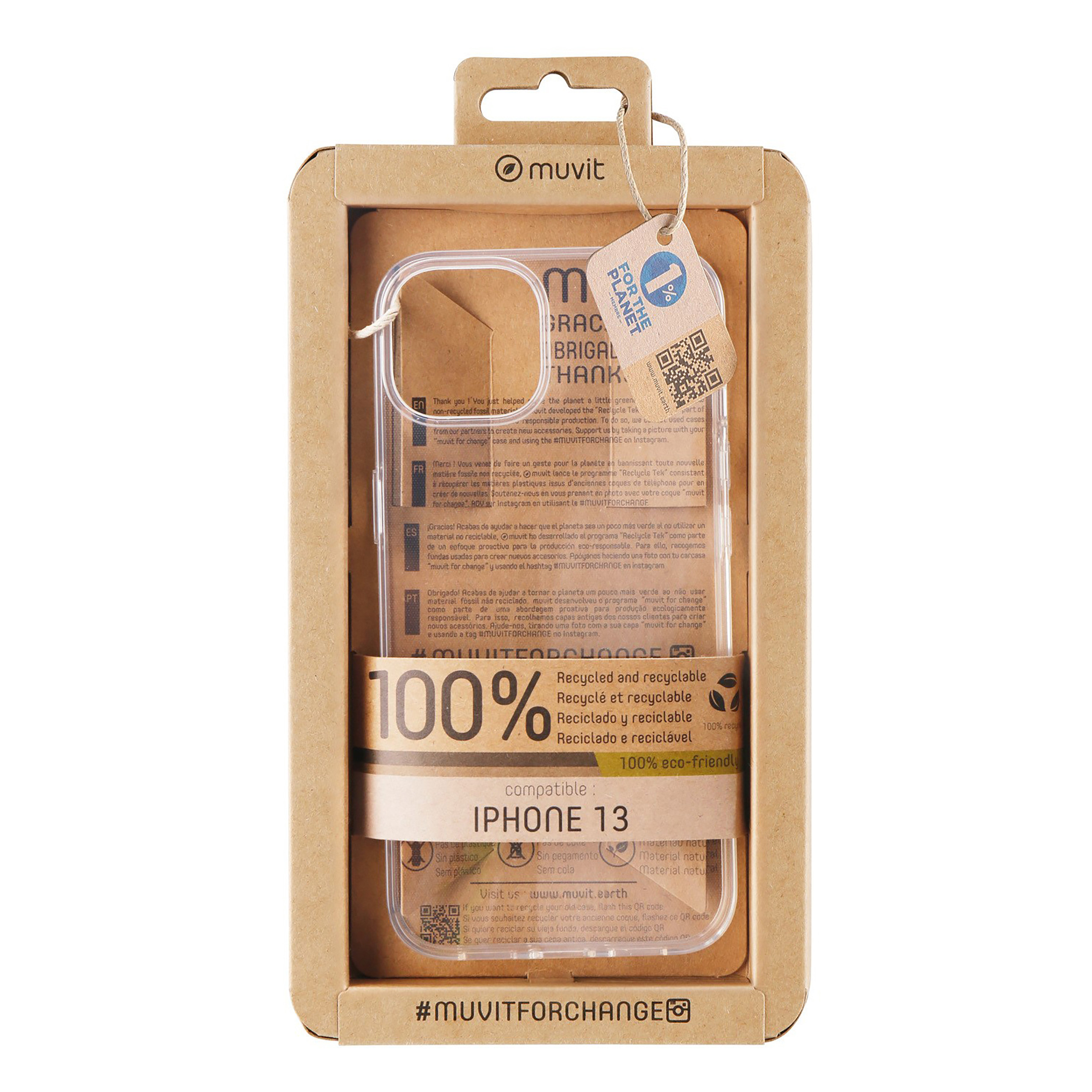 Muvit recycletek para apple iphone 13 transparente