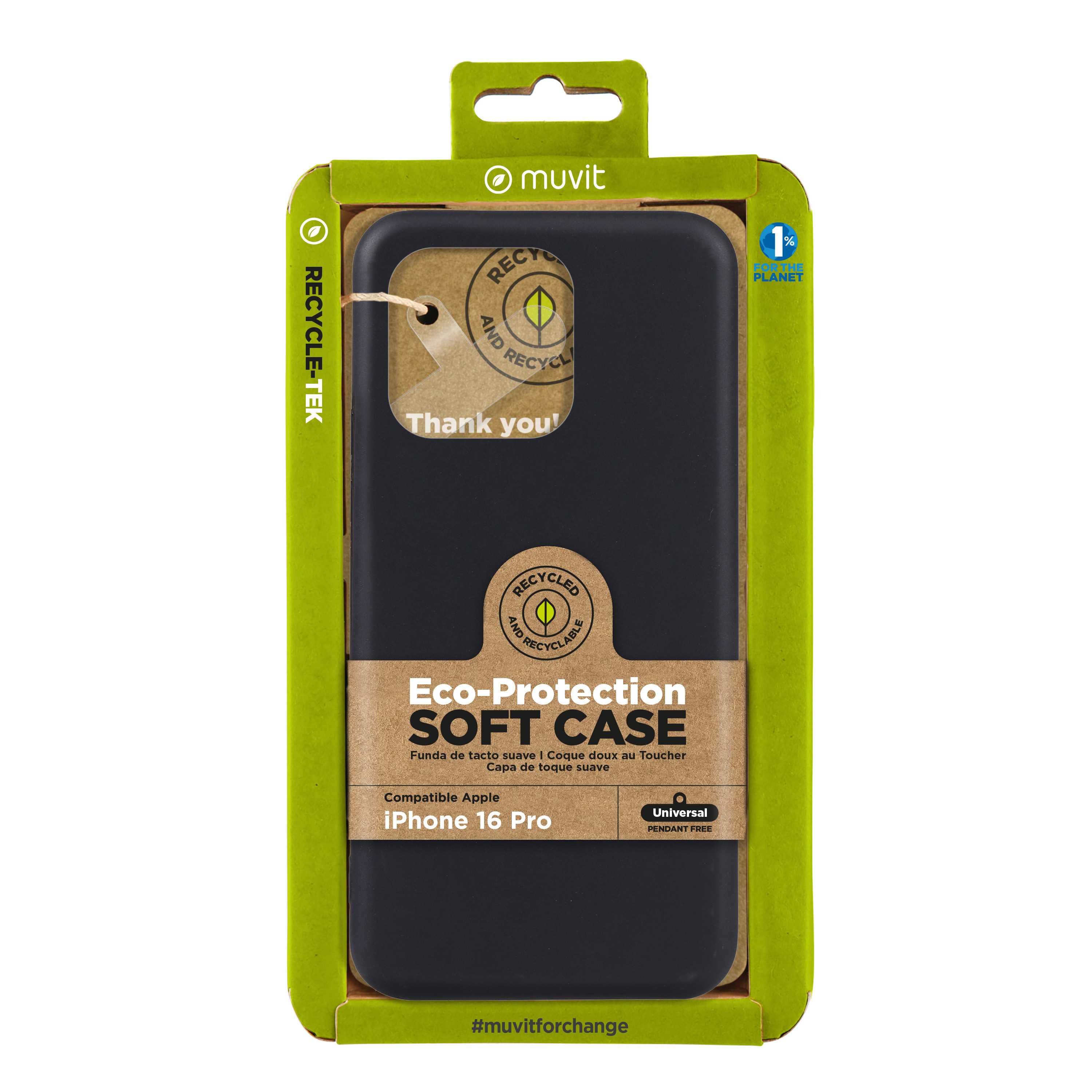 Muvit recycletek para Apple iPhone 16 Pro negra