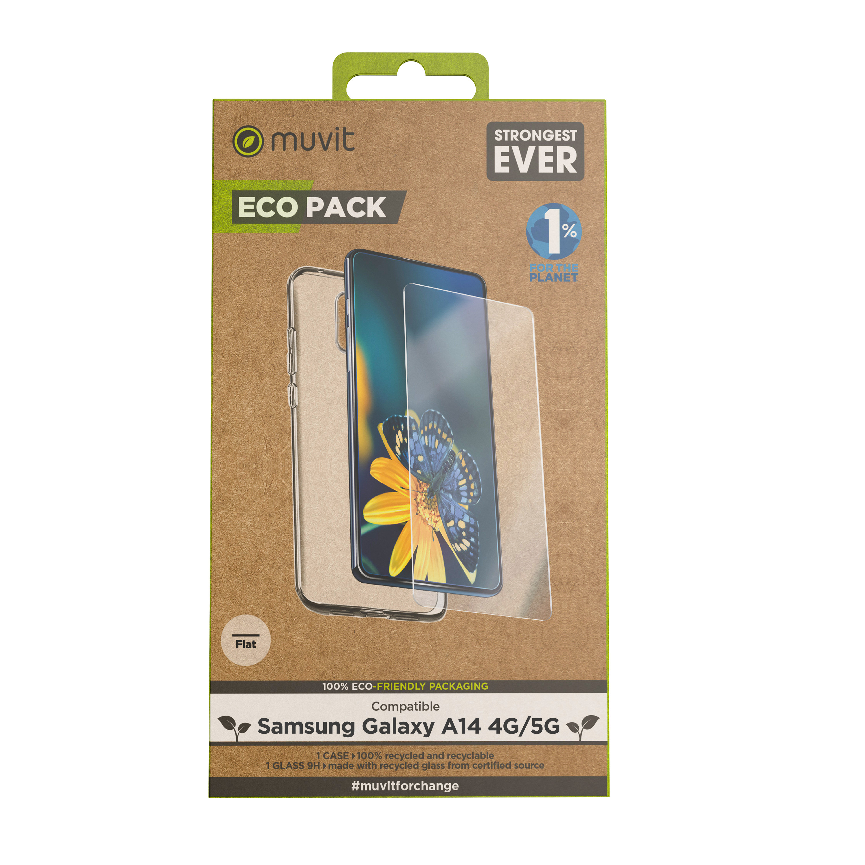 Muvit para samsung galaxy a14 4g - 5g + protector de pantalla vidrio templado plano