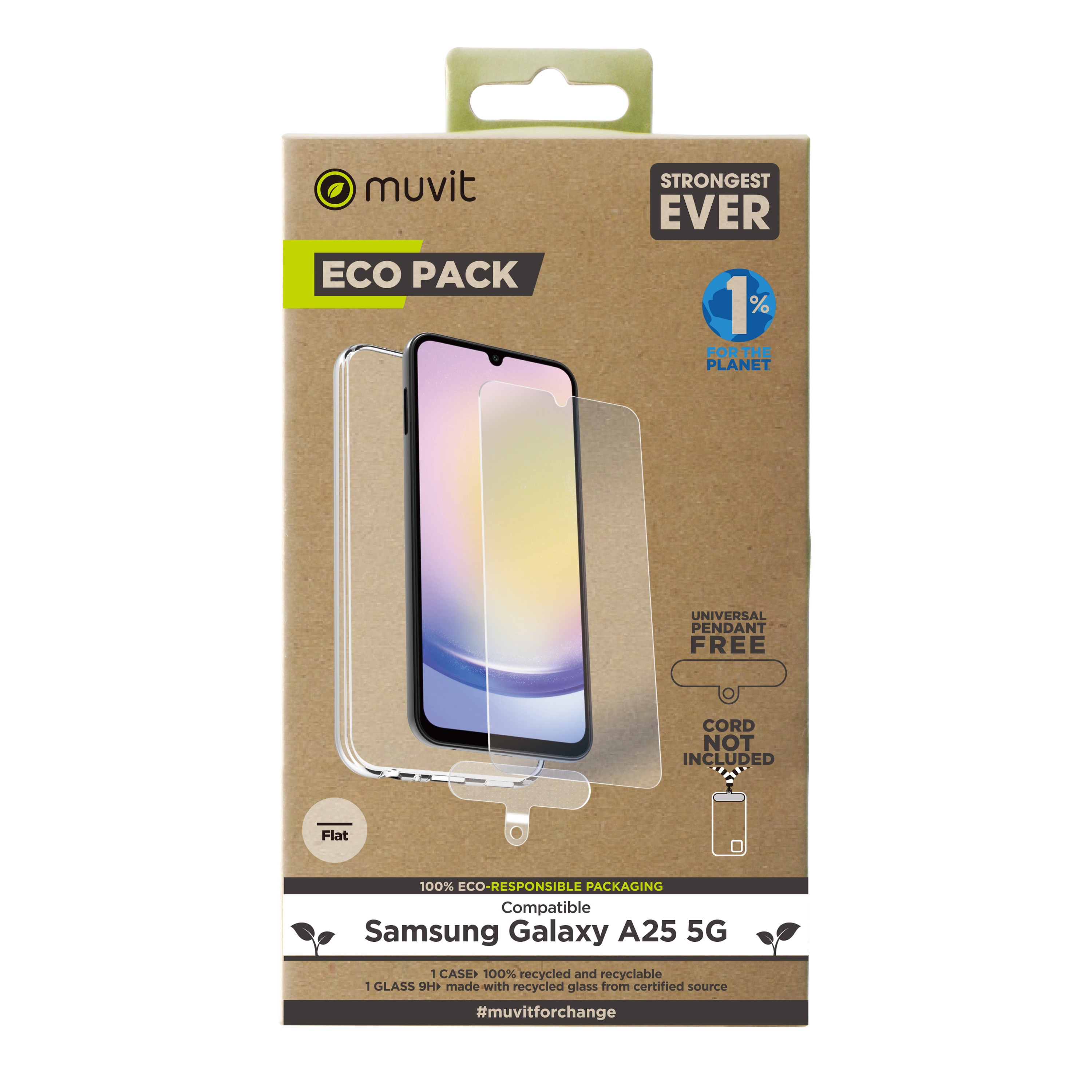 Muvit para samsung galaxy a25 5g + protector de pantalla vidrio templado plano