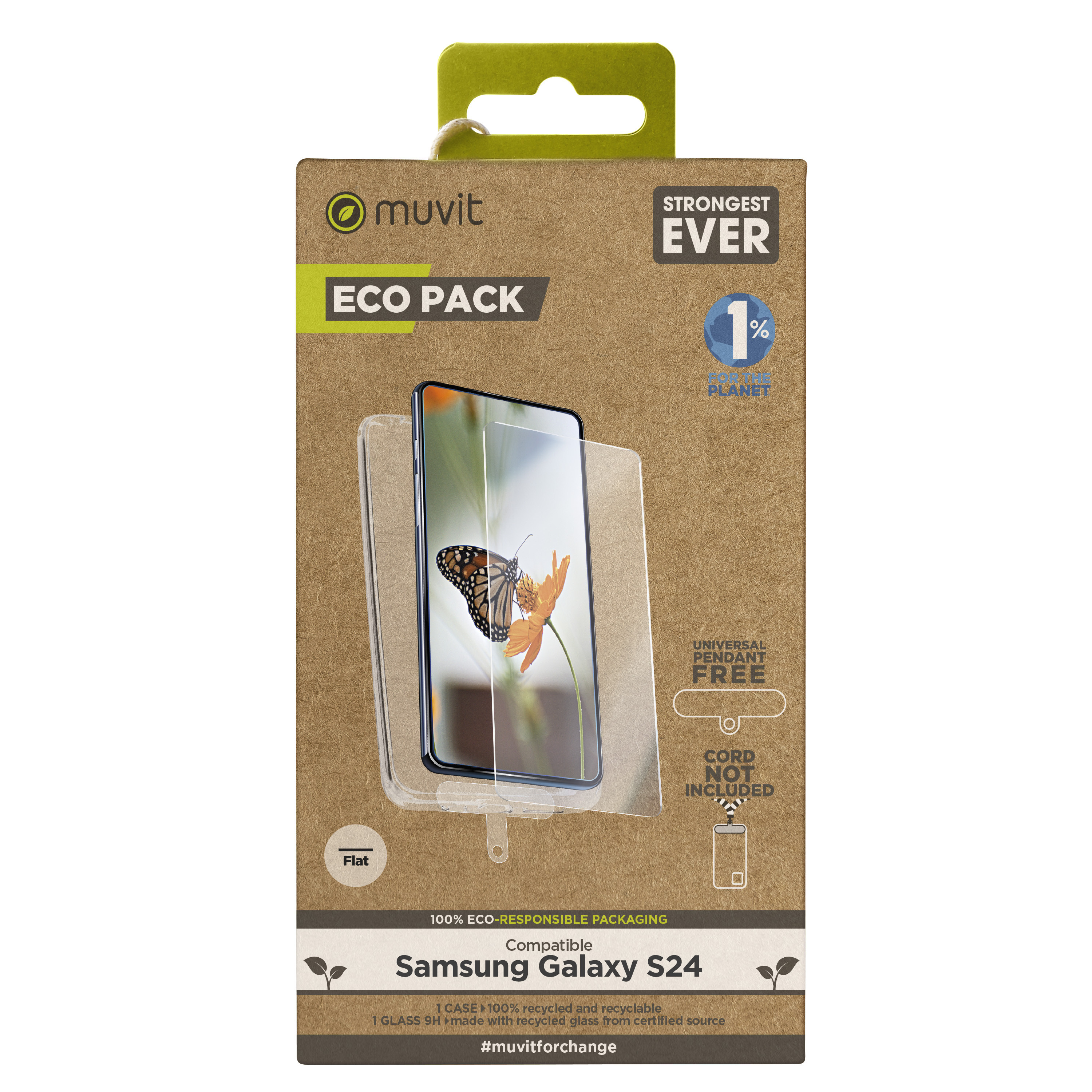 Muvit para samsung galaxy s24 + protector de pantalla vidrio templado plano