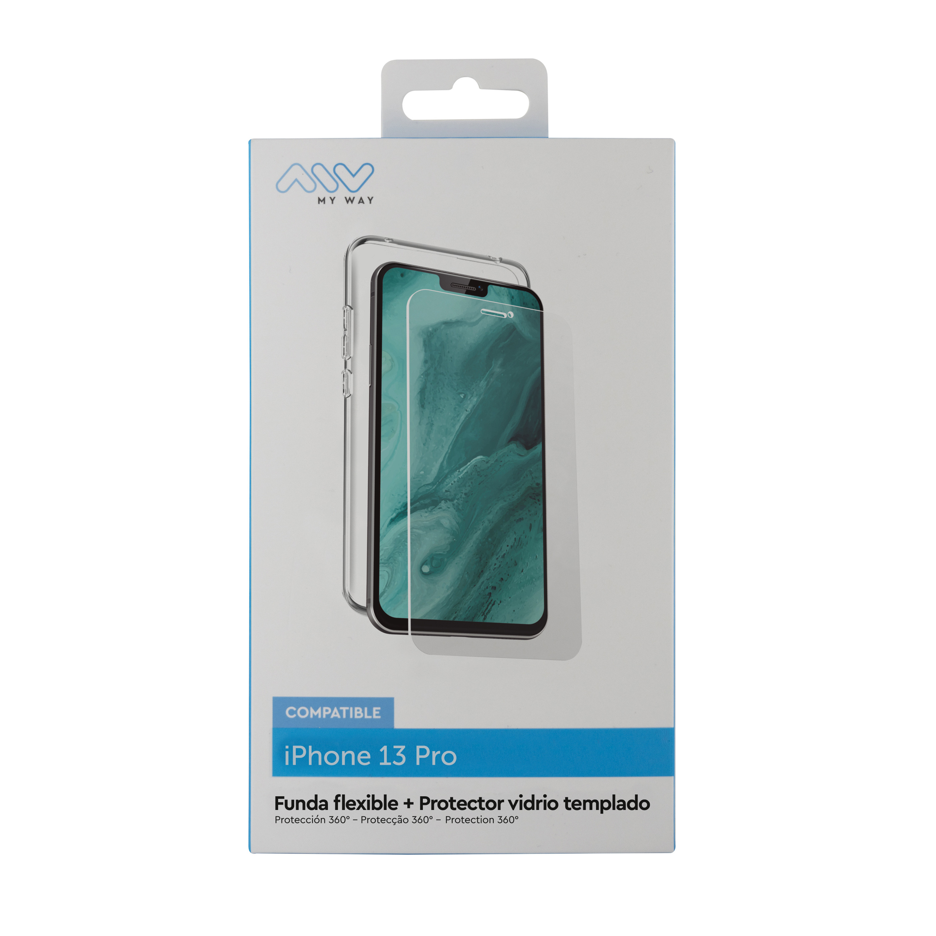 Myway para apple iphone 13 pro transparente + protector pantalla cristal templado