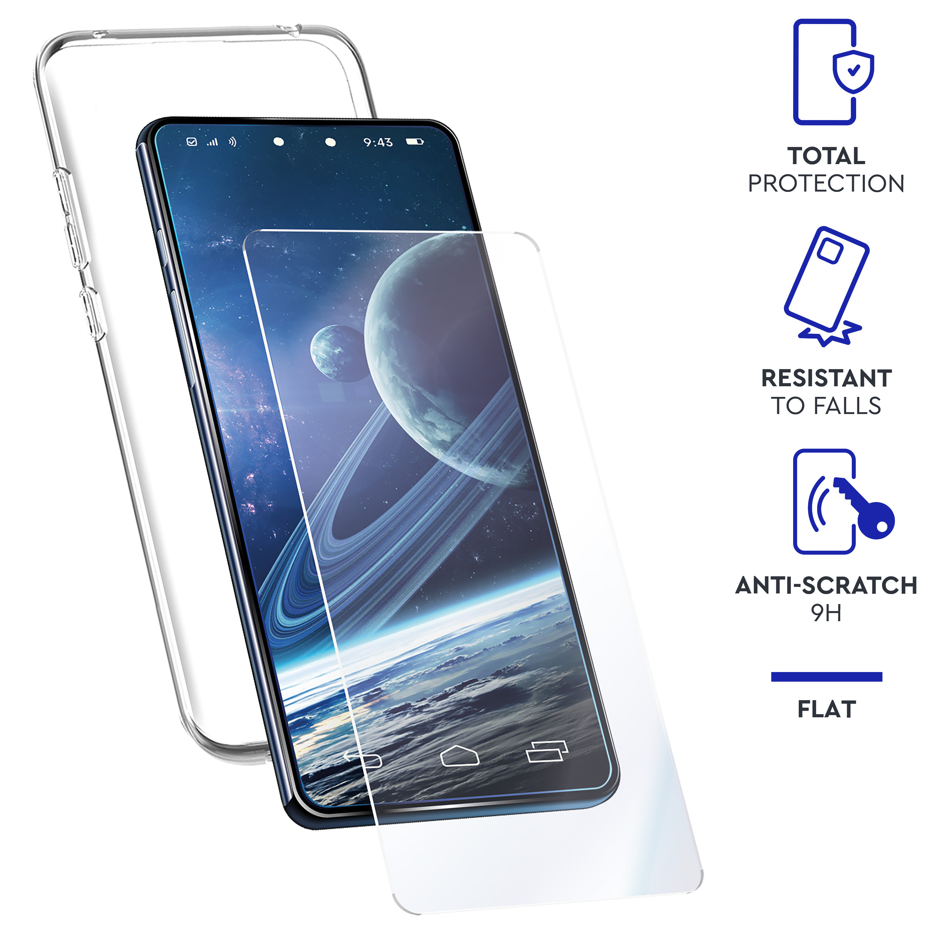 Myway para apple iphone 14 pro max transparente + protector pantalla cristal templado