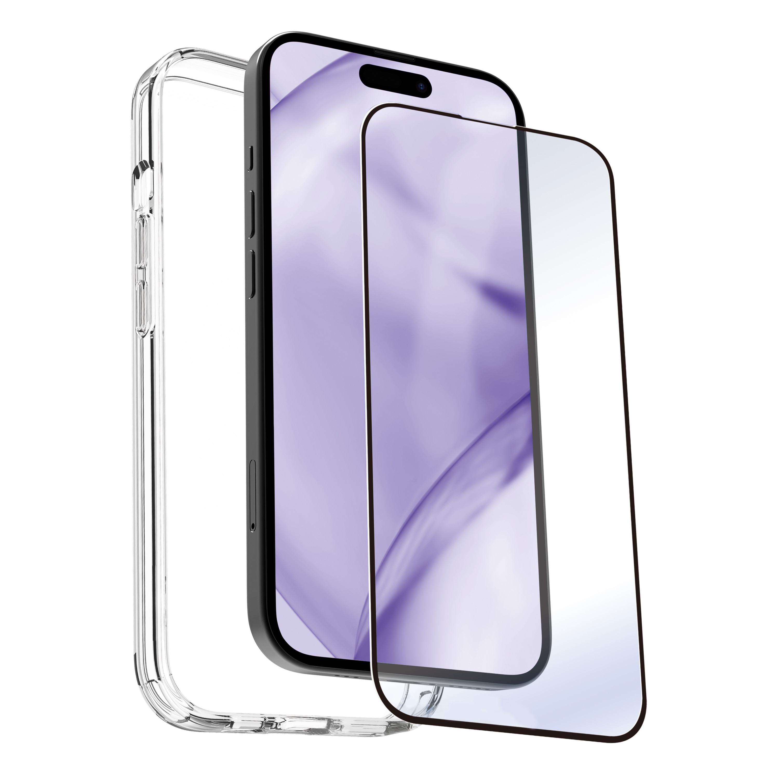 Myway para apple iphone 15 pro transparente + protector pantalla cristal templado