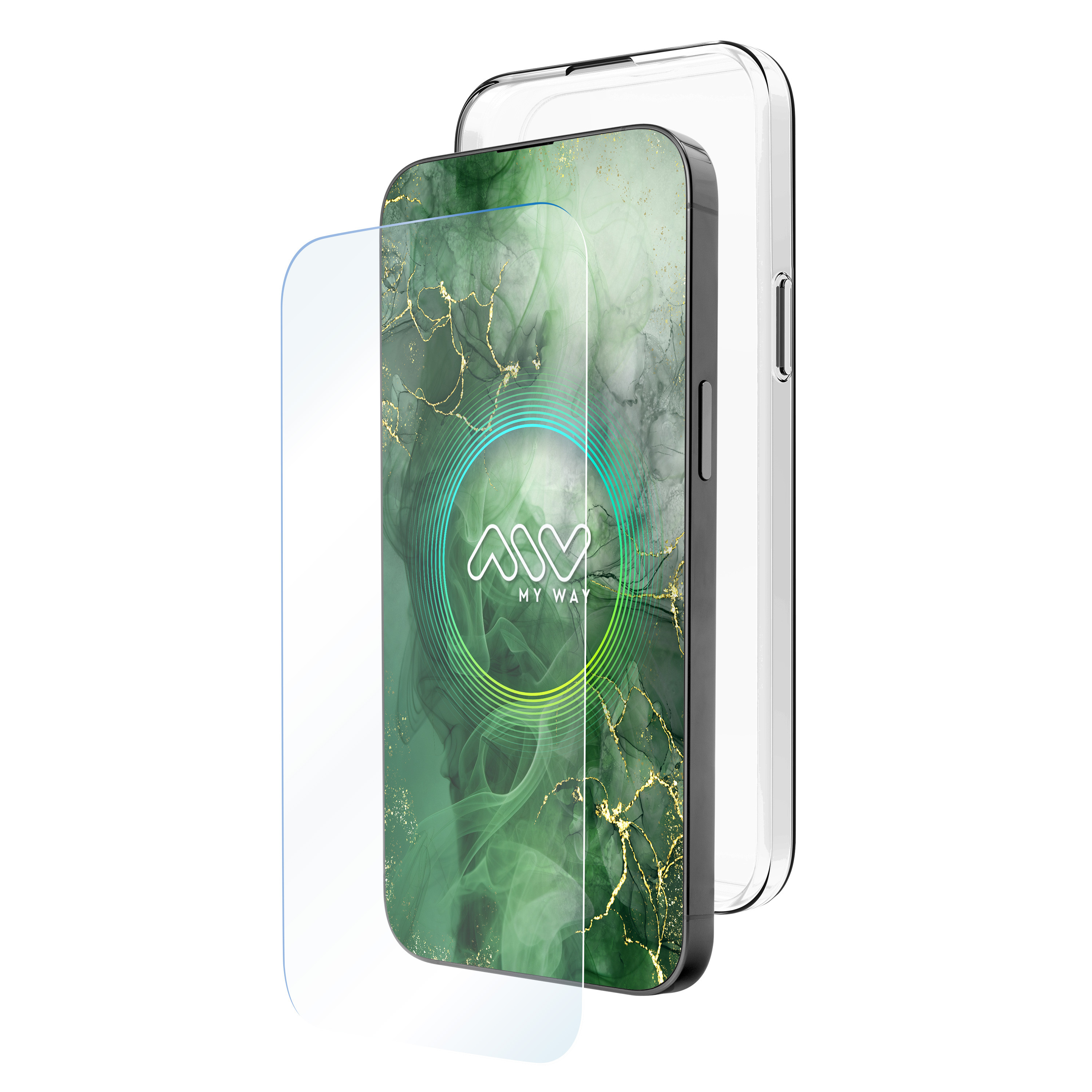 Myway para apple iphone 16 plus transparente + protector pantalla cristal templado