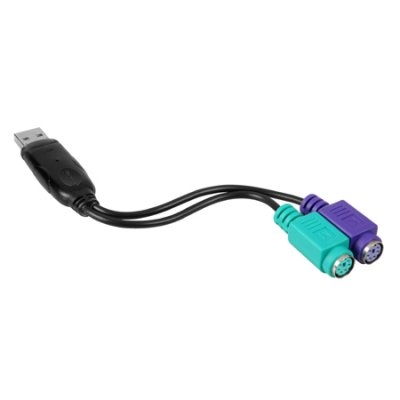 Nanocable - Conversor de USB a PS2 - 2x PS2 hembra - 1x USB A macho - 15 cm