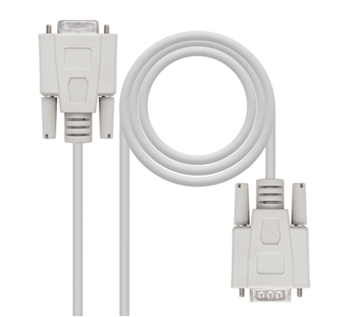NANOCABLE Cable Serie RS232, DB9 M-H, Beige, 1.8m