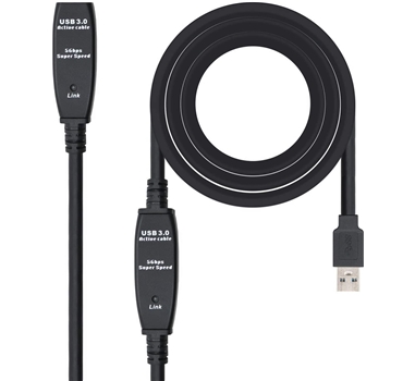 Nanocable - Cable USB 3.0 prolongador con amplificador - tipo A M-A H - 15m