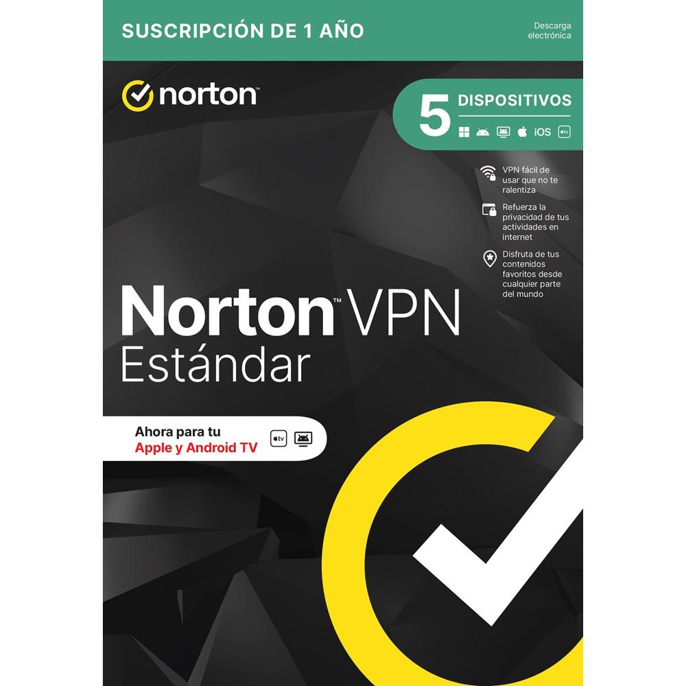 Norton vpn standard es 1 usuario 5 dispositivos 1 año esd electronica