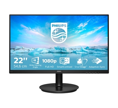 Philips - Monitor 221V8 00 - 22 (21.5 visible) - 1920 x 1080 - VA - 200 cd m² - 4 ms - HDMI, VGA - Negro REACONDICIONADO